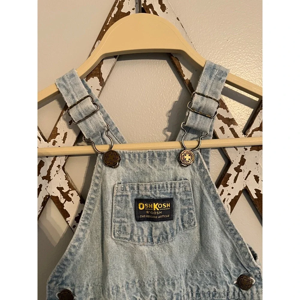 Vintage OshKosh B'Gosh Vestbak Overalls Baby Size‎ 24M Made in USA Denim Bib 90s